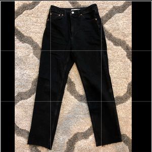 Black topshop straight leg raw hem jean